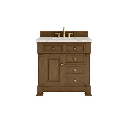 James Martin Vanities Brookfield 36 in. Single Vanity, Honey Oak w/ 3 CM Victorian Silver Silestone Top 547-V36-HNO-3VSL