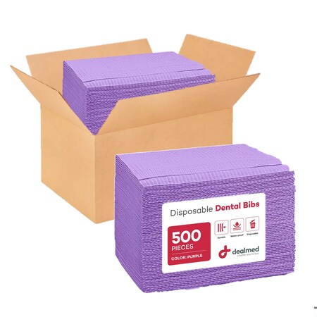 Dealmed Bib 13-1/2 X 18 Ttp 2-Ply Purple, 500PK 782084