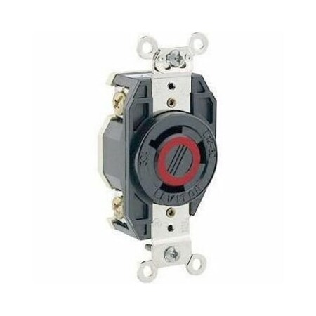 Leviton Flanged Locking Receptacle, L12-30R, 30 A, 480V AC, Three Phase, 3 Pole, Flush Mount, Black 2680