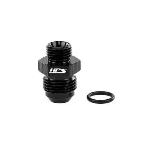 Hps Performance -8 AN Male to -6 O-ring Boss (ORB) Port Thread Male Adapter, Aluminum, Black AN920-08-06