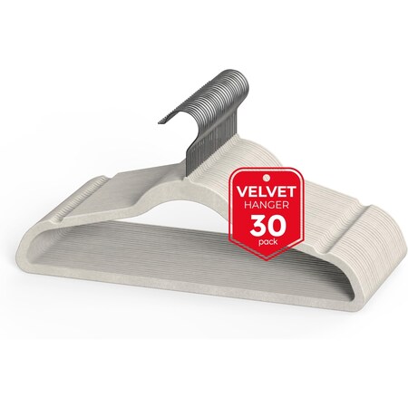 Simple Deluxe Velvet Hangers, Space Saving Heavy Duty Clothes Hangers, Non-Slip Closet Hanger, White, 30PK HKHANGVELVET30WHT
