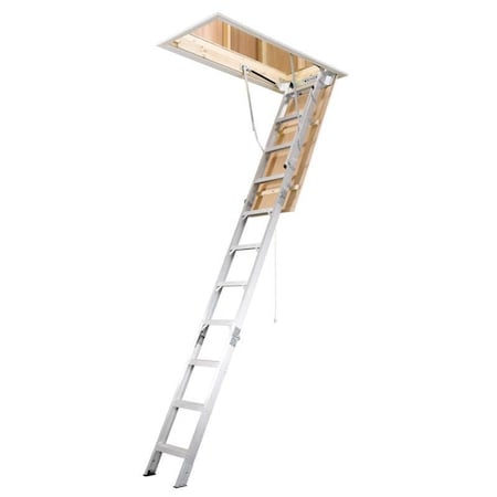 Werner 8 To 10.25 ft. Ceiling 22.5 in. x 54 in. Aluminum Attic Ladder Type IAA 375 lb. capacity AH2210C