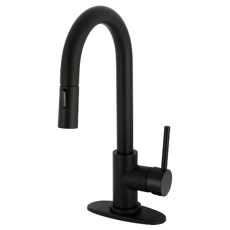 Kingston Brass Single-Handle Pull Down Sprayer Bar Faucet, Matte Black LS2460DL