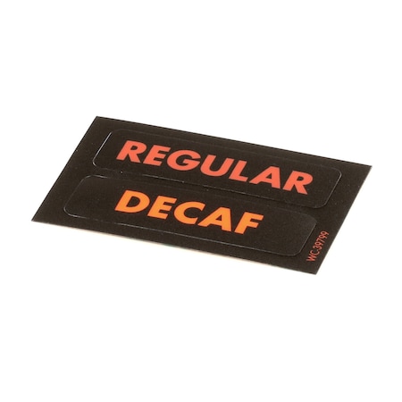 Wilbur Curtis WC-39799 Label, UCM Overlay, Regular/Decaf, Black/Orange 3375001256