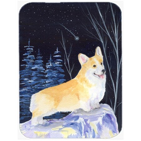 Carolines Treasures Starry Night Corgi Glass Cutting Board- Large SS8353LCB