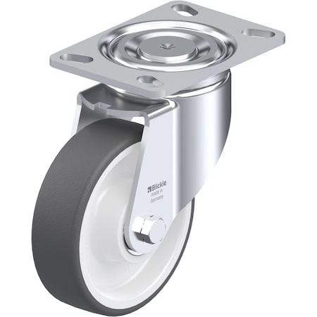 Blickle Swivel Plate Caster, PU, 6", 1100 lb., Caster Wheel/Tread Material: Nylon/Thermoplastic Polyurethane LH-POTH 150K-16