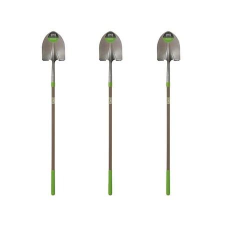 Ames 46.5 in. Fiberglass Handle Steel Blade Digging Shovel, Comfort Step, 3-Pack 10000-07552