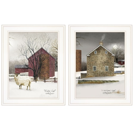 Homeroots Set Of Two Cold Winter 1 White Framed Print Wall Art, 2PK 406170