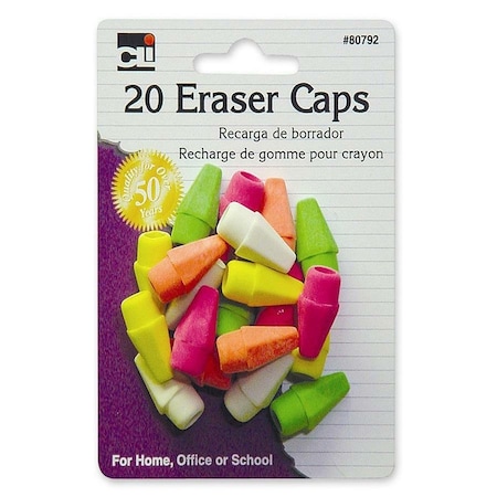 Charles Leonard Pencil Eraser Caps, Assorted Neon Colors, PK240 80792