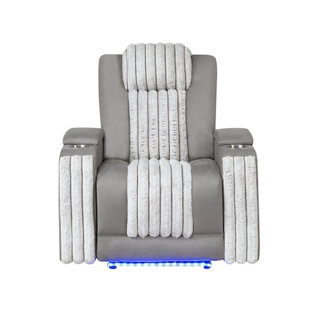 Global Furniture Usa Contemporary U8000 Grey Power Recliner W/ Power Headrest & Led Light U8000-GREY-PR W/ PHR + LED