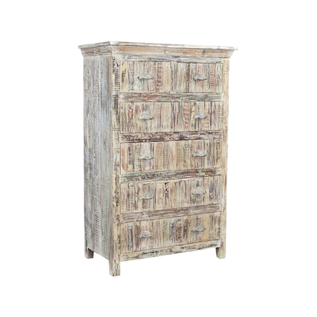 Homeroots 36" White Solid Wood Six Drawer Chest 521246