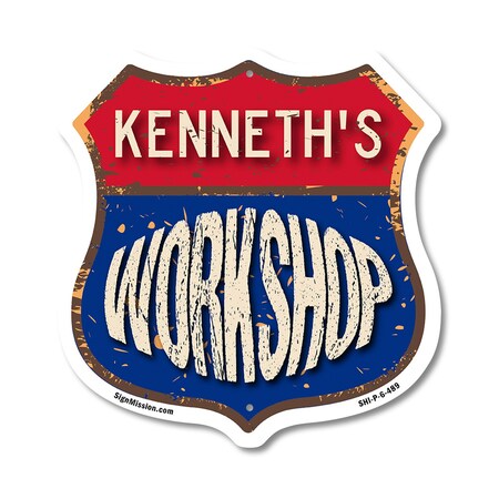 Signmission Kenneth's Workshop, 6 Inch X 6 Inch, Plastic Sign SHI-P-6-489-KENNETH