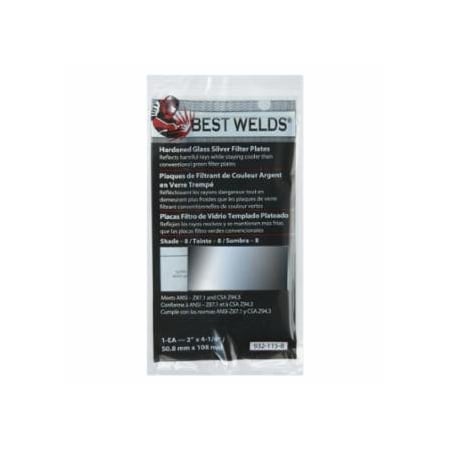 Best Welds Glass Silver Mirror Filter Plate, Silver/8, 2 in x 4.25 in, Glass 901-932-115-8