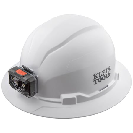 Klein Tools Hard Hat with Lamp, PC/ABS, 4-point Point Ratchet with Pivot, Type 1, Class E, White 60406RL
