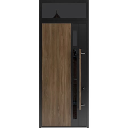 Vdomdoors Steel Door Dekton 0163 Venezia Noce 96”/ Top Exterior Window Sidelite Entry Door Painted W36xH96+ DEKTON0163EXD-VEN-W36xH96+16-LH-I