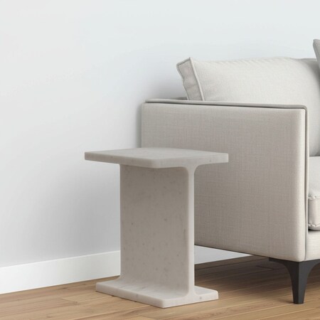 Homeroots 22" White Marble Pedestal End Table 569941