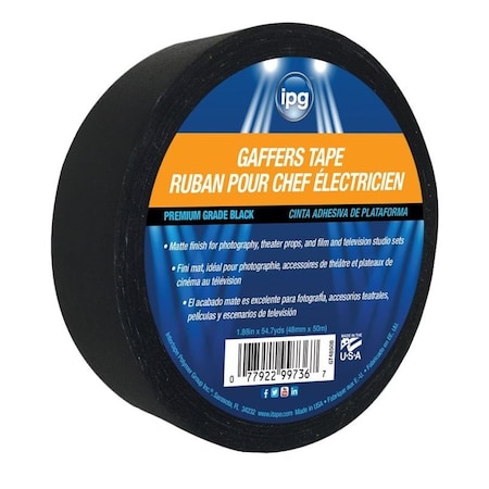 Intertape IPG Gaffers Tape, 60 yd L, 1.87 in W, Black 5638