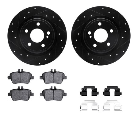 Dynamic Friction Co DFC Rotors-Drilled & Slotted-Black w/ EURO 5000 Ceramic Brake Pads Incl Hdw 8612-63072