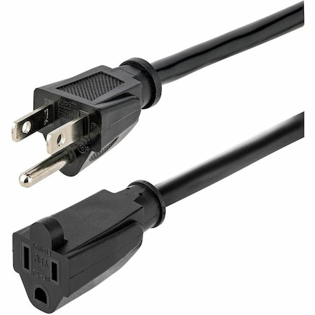 Startech.Com SJT Extension Cord, 14 AWG, Indoor, 14/3, 1 Outlets, 5-15R, Black, PVC, 5-15P, 15 ft HX-15F-POWER-CORD