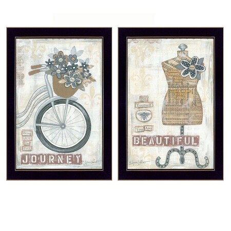 Homeroots Set Of Two Beautiful Journey Black Framed Print Wall Art, 2PK 405703