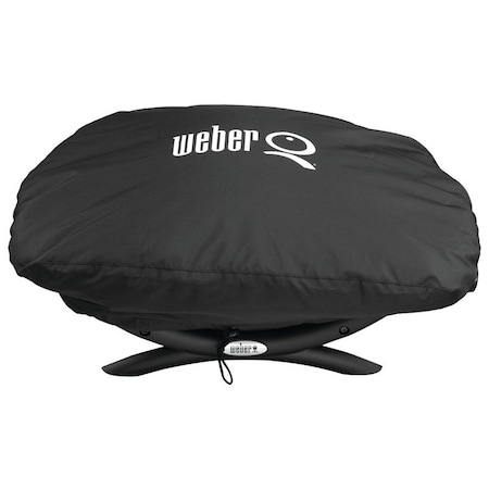 Weber Grill Cover, 1714 in W, 1212 in H, Polyester, Black 7110