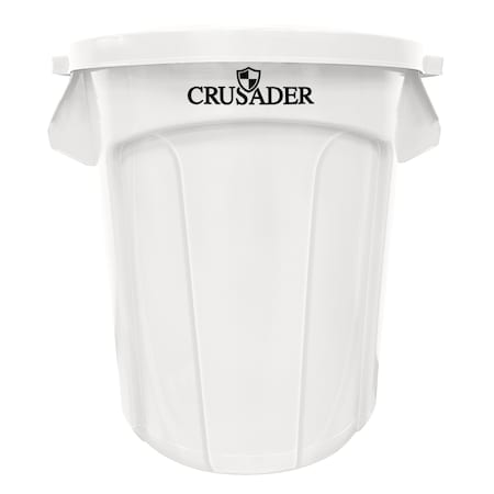 Crusader Round Heavy-duty Utility Container, 20 Gal, 19-1/2in Dia. x 22-9/10in H, PE, White, NSF CTC-20WT