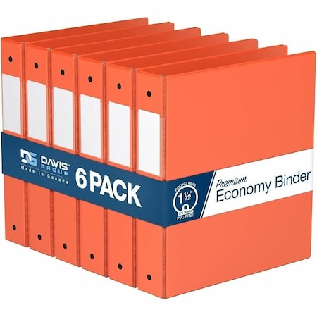 Davis Group Premium Economy, Round Ring, Binder, (Orange, 1.5"), PK6 2312-19-06