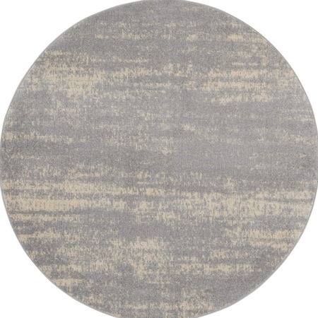 Homeroots 6' Gray And Beige Round Abstract Indoor Outdoor Area Rug 545961