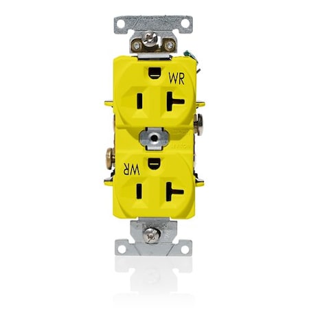 Leviton Duplex Receptacle Outlet, 20A, Yellow, 125V WBR20-Y