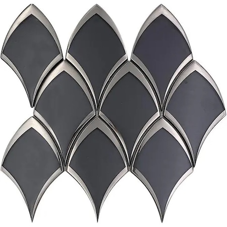 Apollo Tile Mirari 10x12 in. Gray Glossy Glass Fish-shaped Mosaic Wall Tile (4.25 sq ft/case) 5PK APLMNC8806GRA