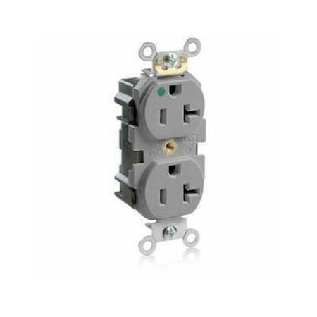 Leviton Straight Blade Receptacle, 5-20R, 20 A, 125V AC, 2 Pole, 3 Wire, Flush Mount, Self-Grounded M8300-HGY
