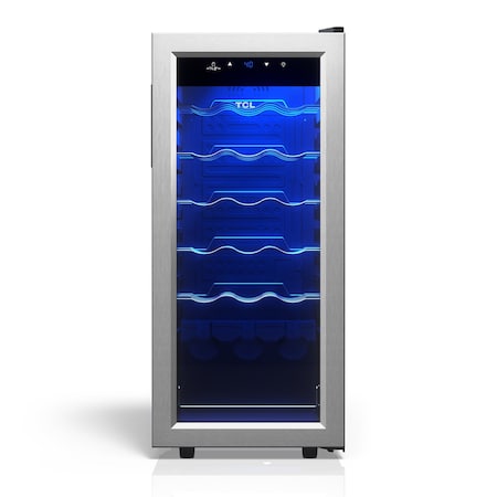 Tcl 1.8 Cu. Ft. 18-Bottle Wine Cooler, Low Noise, Digital Controls, LED Light, Glass Door, Stainless TRW18F6AS