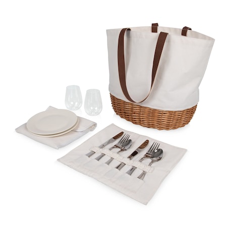 Picnic Time Family Of Brands Promenade Picnic Basket, Beige Canvas 203-20-187-000-0