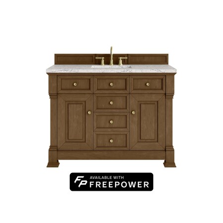 James Martin Vanities Brookfield 48 in. Single Vanity, Honey Oak w/ 3 CM Eternal Jasmine Pearl Silestone Top 547-V48-HNO-FEJP