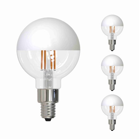Bulbrite LED Filament, 2.5 Watt Dimmable G16 Light Bulb, Half White Finish, E12 Base, 2700K 200 Lumens, 4PK 862066