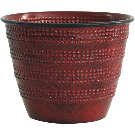 Robert Allen Cobblestone 4.75'' x 6.38'' x 6.38'' Metal Sangria Red Planter MPT01579