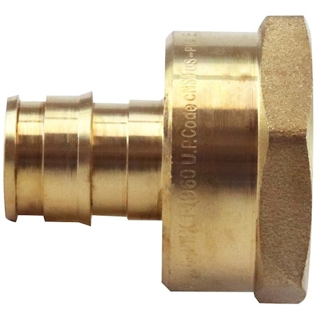Apollo Valves ExpansionPEX Series Reducing Pipe Adapter, 12 x 34 in, Barb x FNPT, Brass, 200 psi Pressure EPXFA1234