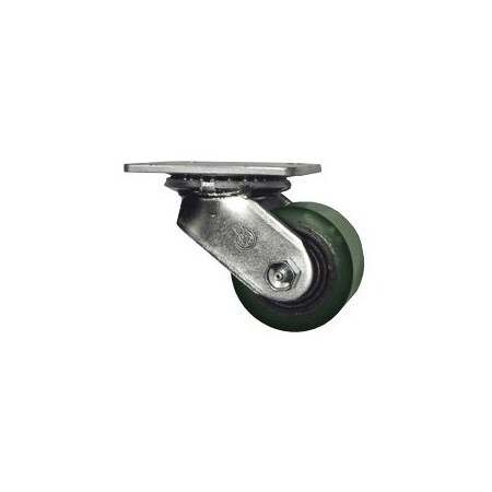Service Caster 3.25 Inch Green Poly on Cast Iron Wheel Swivel Caster with Roller Bearing SCC SCC-30CS3420-PUR-GB