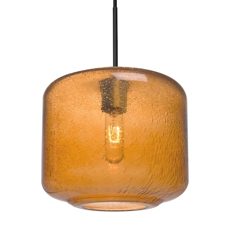 Besa Lighting Besa Niles 10 Pendant, Amber Bubble, Black Finish, 1x 60W MAX E26 Base 1JT-NILES10AM-BK