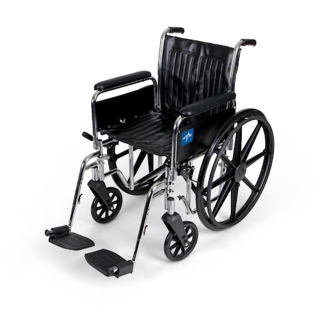 Medline Excel Wheelchair, Full-Length Arms, Swing-Away Footrests, 18in x 16in MDS806250DFLA