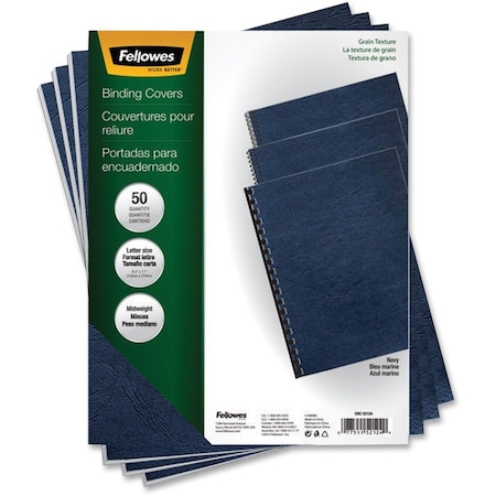 Fellowes CLASSIC GRAIN TEXTURE BINDING SYSTEM COVERS, 11 X 8-1/2, NAVY, 50PK 52124