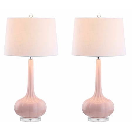 Jonathan Y Bette 28.5" Glass Teardrop LED Table Lamp, Pink, 2PK JYL1079A-SET2