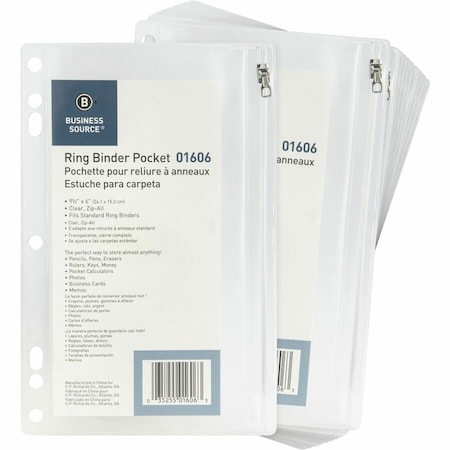 Business Source Punched Economy Binder Pocket, No Color, 24PK BSN01606BX