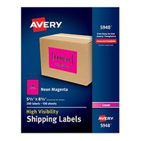 Avery Dennison 5.5 X 8.5 In. HighVisibility Shipping Label Magenta, 200PK AVE5948