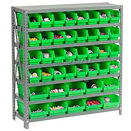 Global Industrial Steel Shelving - Total 42 4"H Plastic Shelf Bins Green, 36x12x39-7 Shelves 603432GN