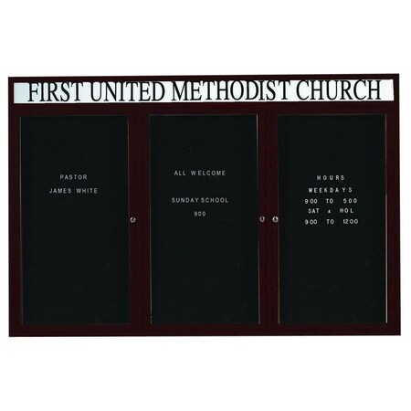 Aarco Enclosed Letter Board Directory w/ Bronze Anodized Aluminum Frame and Header, 48''Hx72''W, 3 Doors ADC4872-3HBA