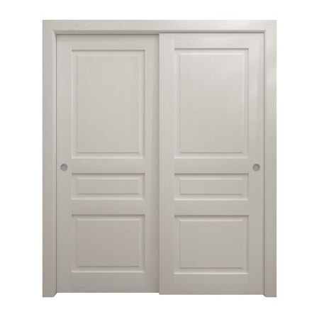 Sartodoors Sliding Closet Bypass Doors 60 x 84 inches, Ego 5012 Painted White Oak, Rails Hardware Set, Wood EGO5012DBD-PWO-6084