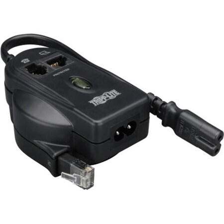 Tripp Lite Power Strip, Surge, Tel/Ethernet Protection, C8 2-prong, IEC-320-C8, 0 ft., Black TRAVELERC8