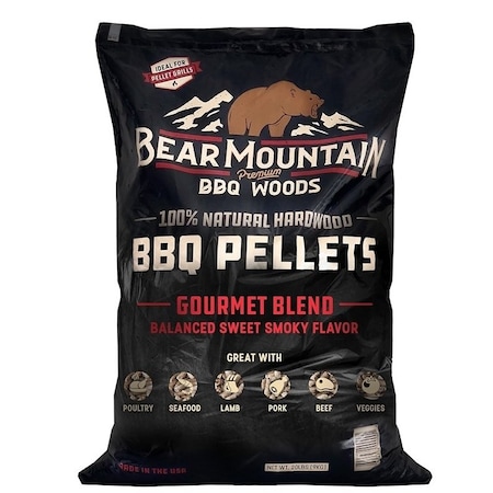 Bear Mountain BBQ Pellet, 20 in L, Hardwood, 20 lb Bag FK99