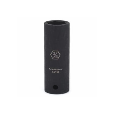 Gearwrench Impact Socket, 1/2 in Drive Size, 13/16 in Opening Size, 6-point, Deep Length 329-84553N